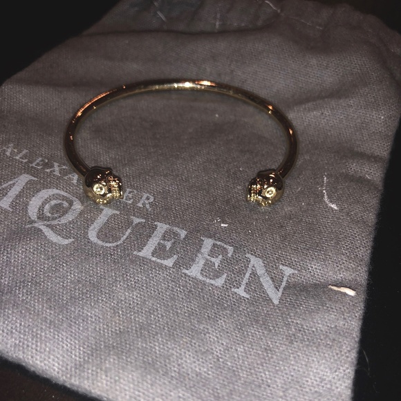 Alexander McQueen Jewelry - Alexander McQueen Gold Thin Twin Skull Bracelet